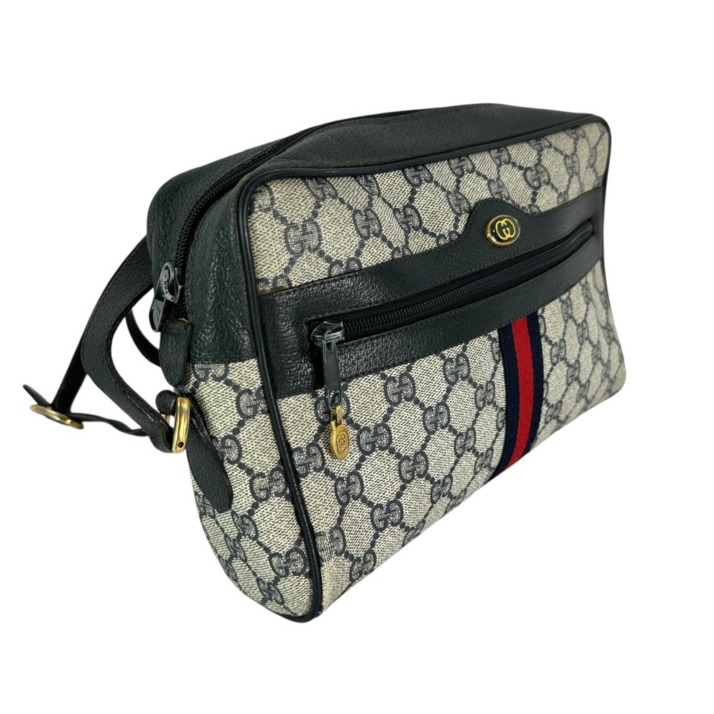Vintage GUCCI Blue Web Shoulder Bag Interlocking GG signature Purse 90s